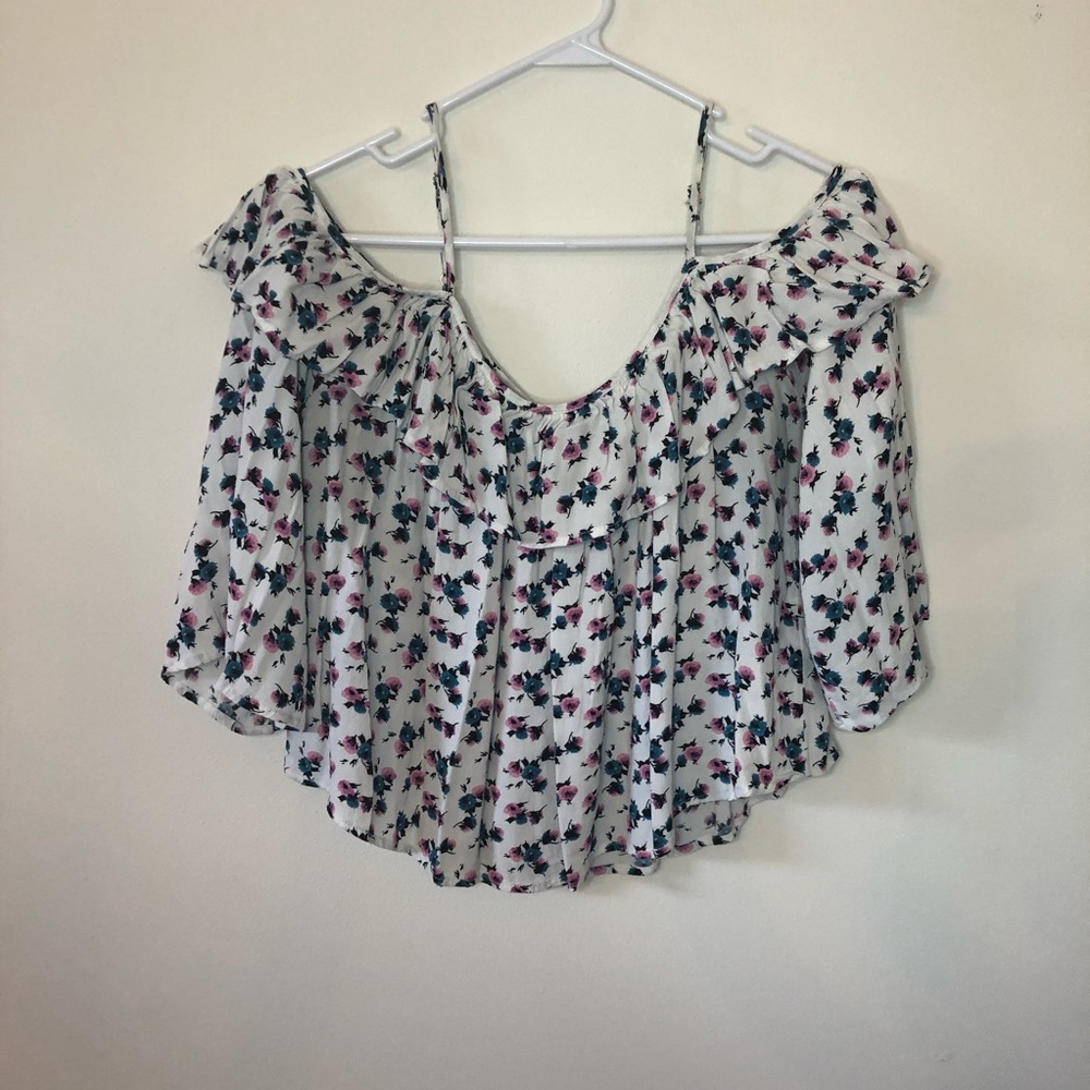 Forever 21 cold shoulder floral top